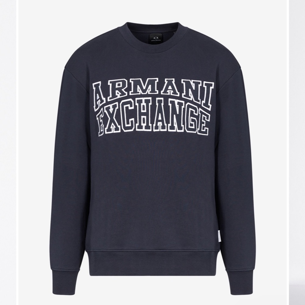 CREW-NECK SWEATSHIRT WITH LETTERING
 NAVY CREW-NECK SWEATSHIRT WITH LETTERING
